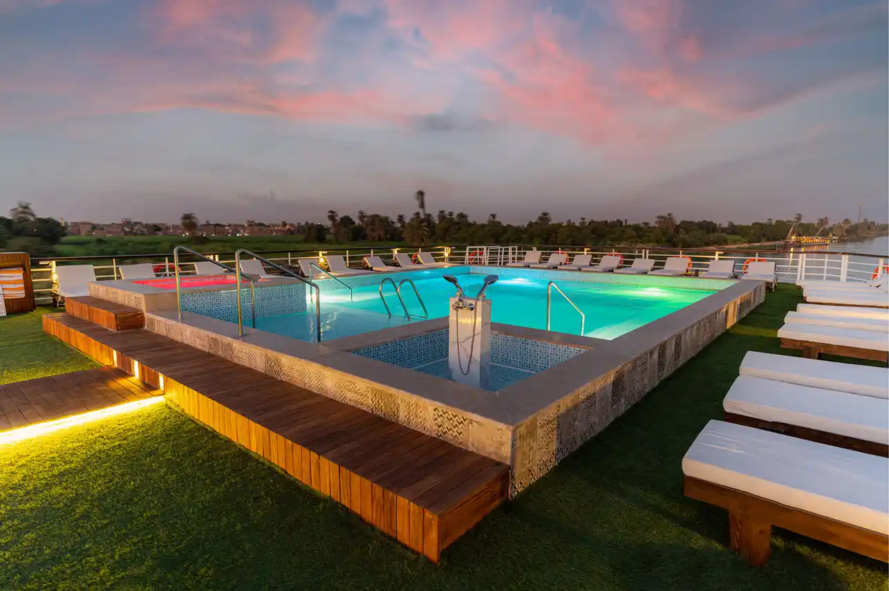 Sun deck of the City and Sea Adonis Nile Cruise Nile cruise
